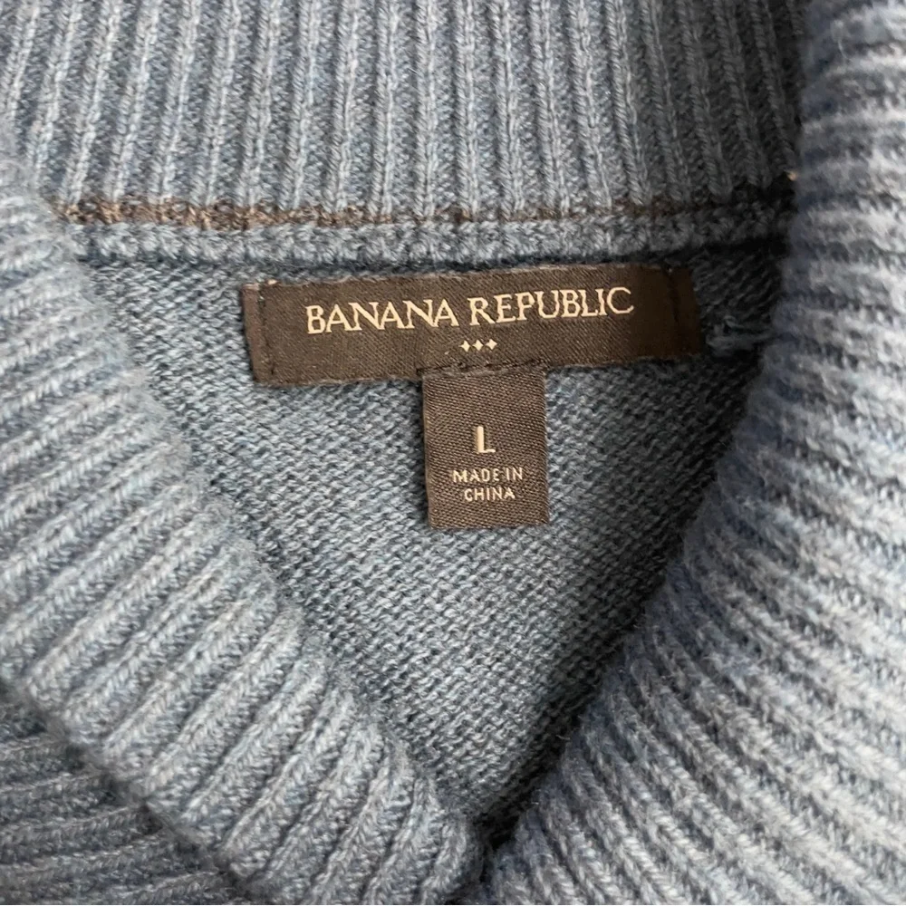 Banana Republic Men’s L Blue Shawl Collar Cotton Wool Blend Sweater